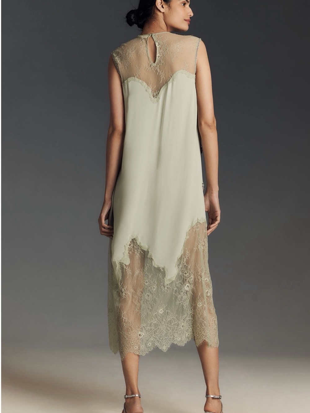 Anthropologie embellished and lace custom special occasion midi dress M
